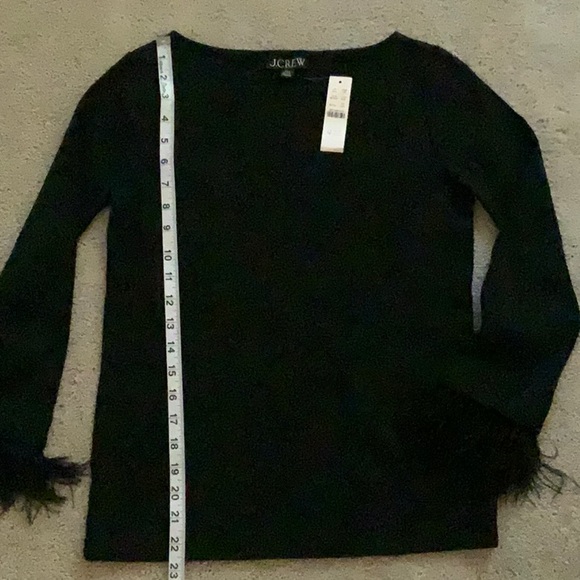 J.Crew Black Top With Feather Accent XXS NWT - Picture 5 of 6